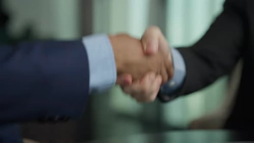 Business Handshake Close Up in Office Setting