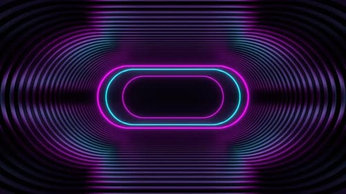 Cyan And Pink Neon Oval Tunnel Background Vj Loop In 4K