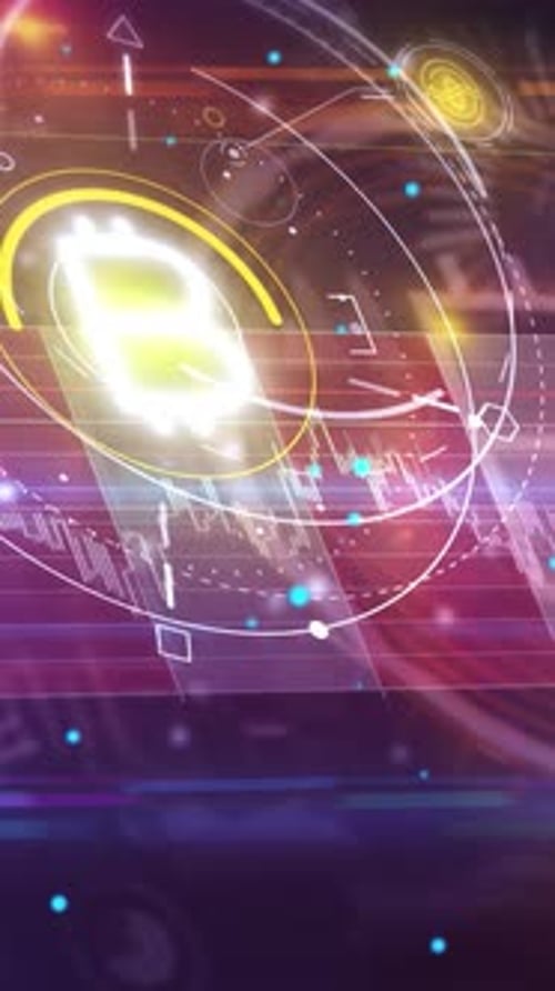 Futuristic Digital HUD Elements with Cryptocurrency Data Interface