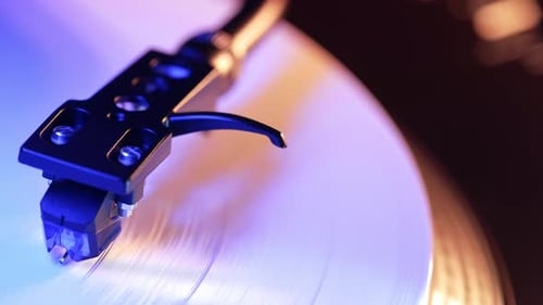 Stylus on Vinyl Record Close Up