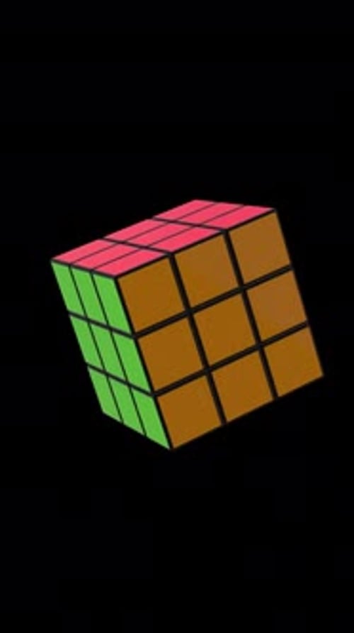 Rubik's Cube Rotating 3D Animation Vertical On Alpha Channel
