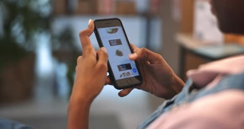 Person Online Ordering Food On Cellphone Close Up