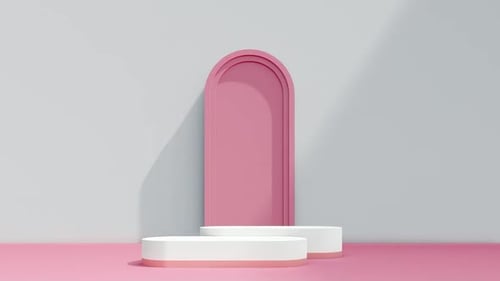 Minimalist Pink Archway with White Podiums