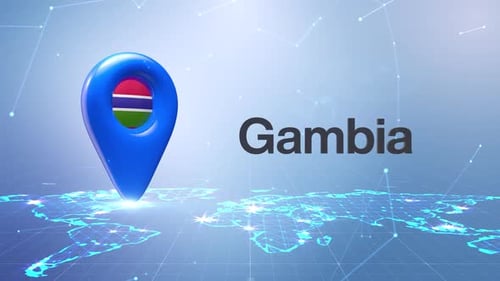 3D Global Map with Animated Location Pin and Country Name Reveal