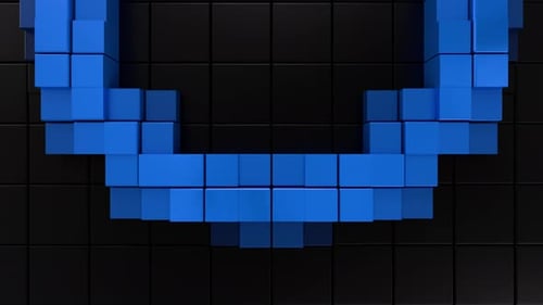 Blue Abstract Curved Arc Seamless Futuristic 3D Loop Animation. 3D rendering