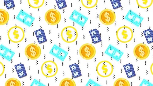 Seamless Loop of Flat Design Money Currency Pattern