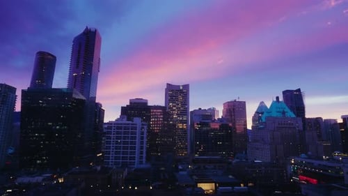 Vibrant City Skyline Timelapse at Sunset with Colourful Sky