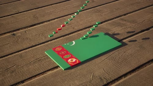 Animated Turkmenistan Flag Reveal with Domino Effect