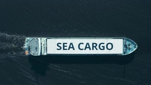 SEA CARGO Text on a Cargo Ship
