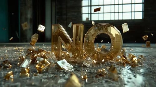 Dynamic 3D Text Reveal from Shattered Gold Fragments