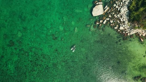 Top View Active Lifestyle and Water Sports on Holiday Vacation Friends Up Paddle Sport Recreation