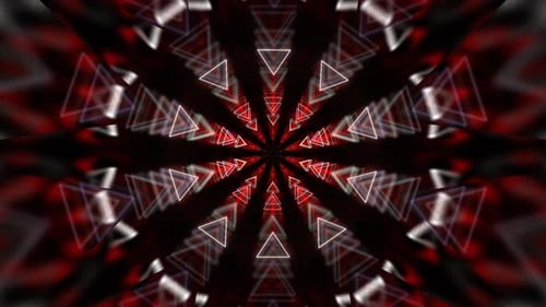 White And Red Kaleidoscope Neon Abstract Background VJ Loop l 4K