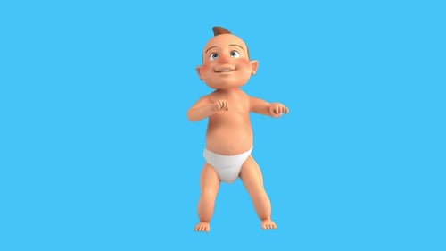 Fun 3D cartoon baby dancing (with alpha channel included)