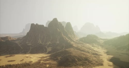 Beautiful Rocky Mountains Under a Soft Morning Light in a Desert Landscape
