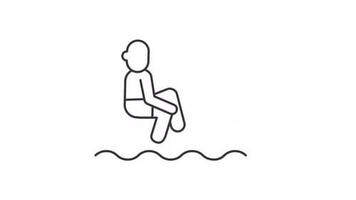 Animated Line Icon of Person Jumping into Water