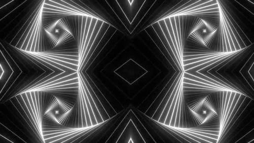 Dynamic geometric abstract with glowing lines creating tunnel effect