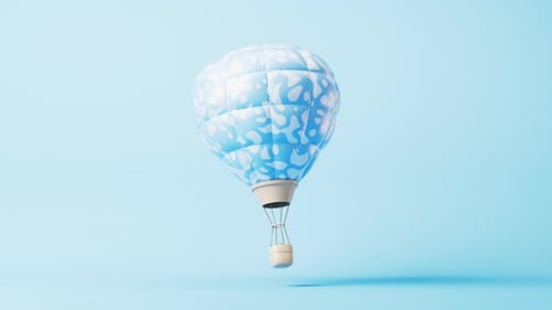 Loop animation of hot air balloon with cartoon style