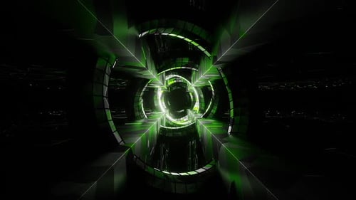 Green And Gray Rings In Walls Background Vj Loop In HD