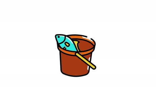 Animated Fish in Water Bucket Icon