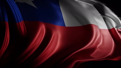 Waving Flag Of Chile Seamless Loop With Realistic Fabric