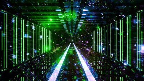 Futuristic Neon Digital Tunnel Seamless Loop Background
