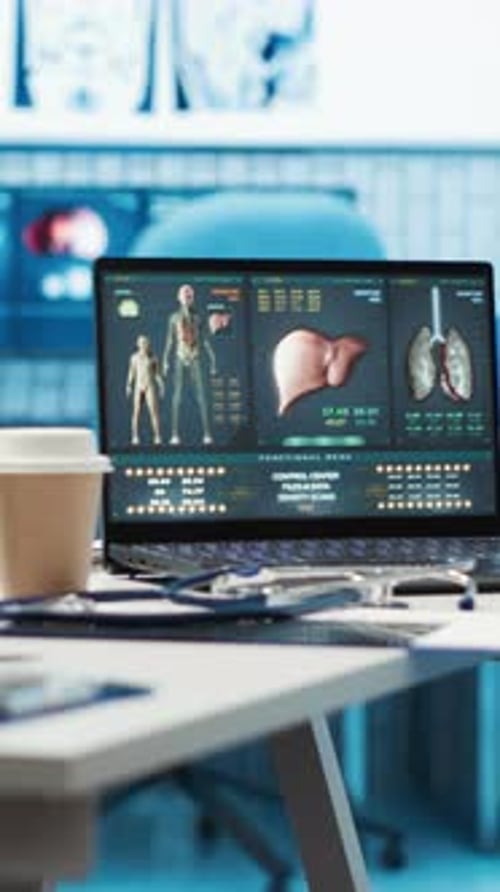 Vertical Video Empty Doctor Office Featuring Modern Medical Equipment and Drugs