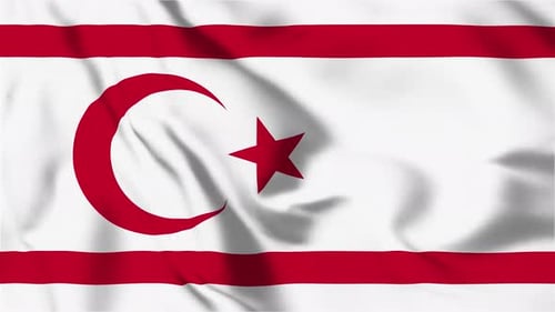Northern Cyprus Flag Waving Seamless Loop Animation