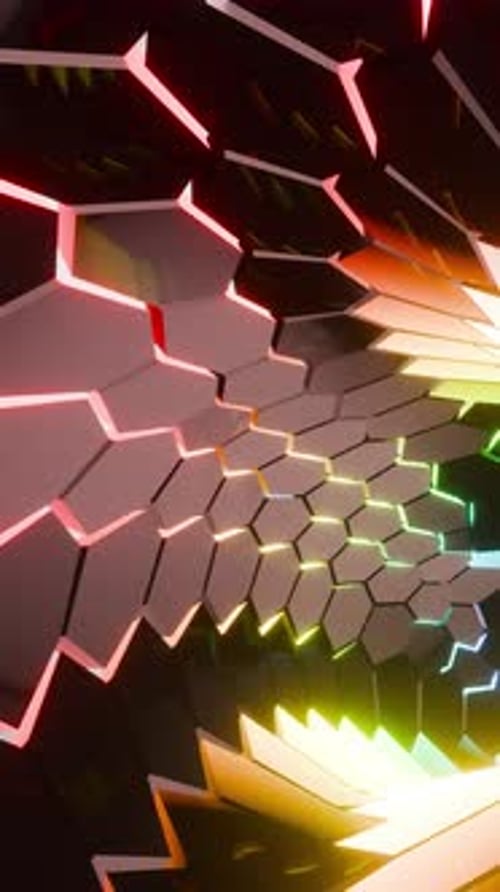Design géométrique brillant avec boucle 3D à motif rotatif multicolore brillant