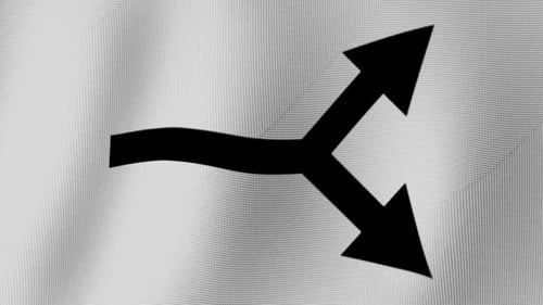 Straight Arrow With Bifurcation To Two Arrows Icons Wave White Background Loop