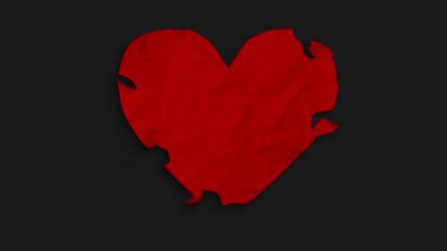 Red Crumpled Paper Heart Reveal Animation