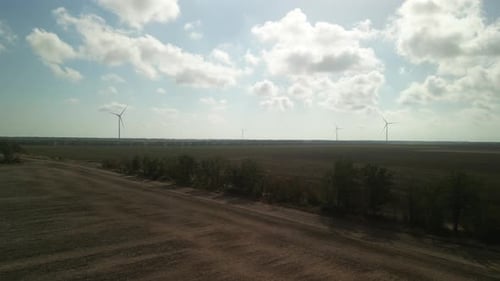 Wind Turbines. Wind Power Electric Plant. Renewable Energy