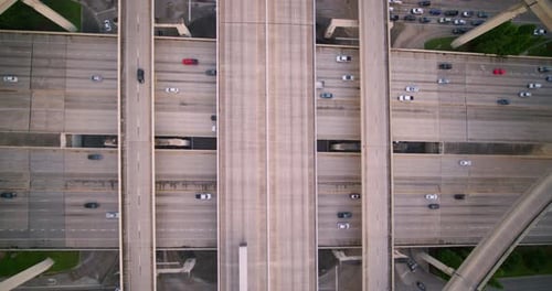 Birds eye view of I-10 West and East freeway in Houston, Texas