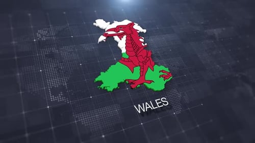Wales Geographic Map And Flag Animation