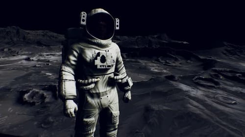 Animated 3D Astronaut Standing on Moon Surface