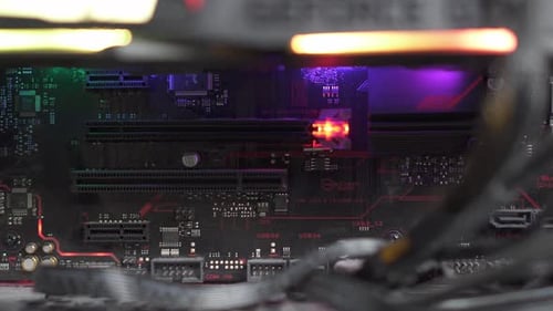 computer system motherboard overview. Dirty circuit board of the computer system dust dirt