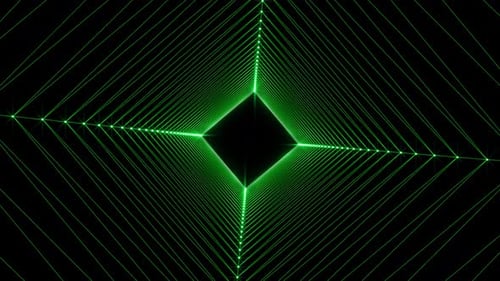 Glowing lines forming a square with a black center infinite tunnel background