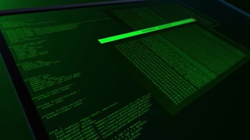 Computer-Betriebssystem-Schnittstelle mit funktionierenden Terminal-UI-Verschlüsselungsdaten