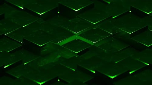 Green Abstract Glossed Textured Cubes Background VJ Loop in 4K