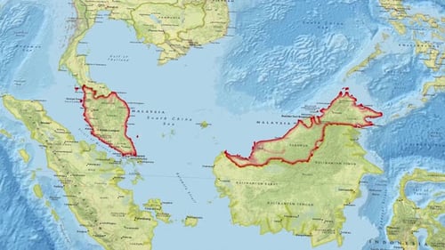 Animated Map of Malaysia with Geographical Features