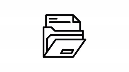 Flat Design Animated Folder Icon with Documents