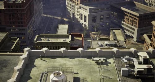 Cityscape View of Rooftops Showcasing Urban Architecture and Bustling Streets