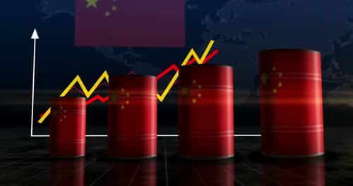 China oil crude petroleum fuel barrels on chart