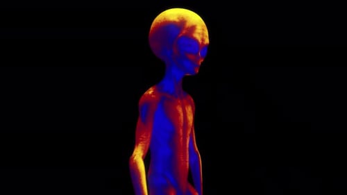 3D Thermal Alien Standing in Futuristic Style