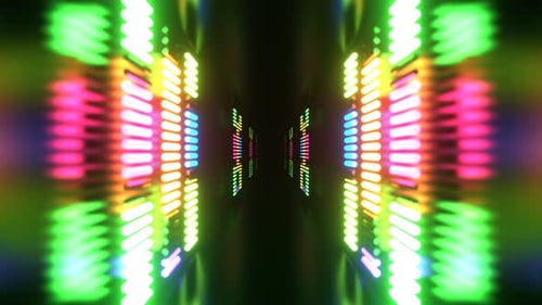 Multicolor Endless Tunnel With Neon Equalizer Background VJ Loop In 4K