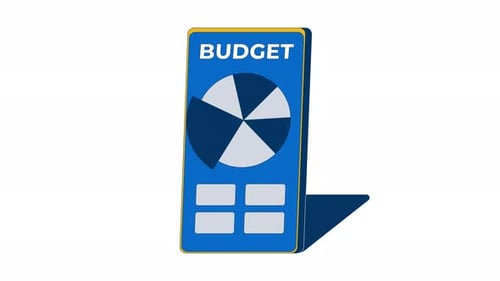 Budgetierungs-App-Oberfläche auf dem Smartphone-Bildschirm 2D-Cartoon-Objektanimation