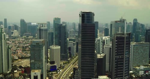 Jakarta, 25 September 2021, Aerial view of Jakarta city building