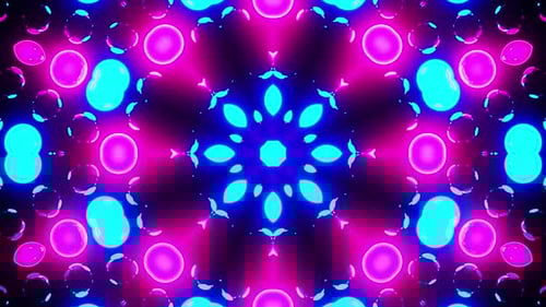 Glowing Neon Geometric Kaleidoscope Abstract Motion Background