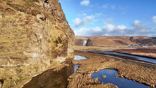 Moving towards Skogafoss waterfall in south iceland