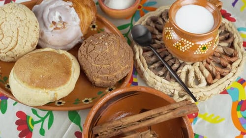 Close up view of assortment mexican bread