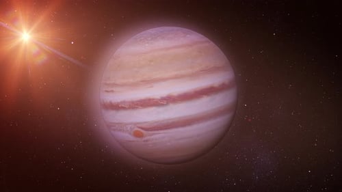 Rotating Jupiter Planet in Starry Space Background Animation